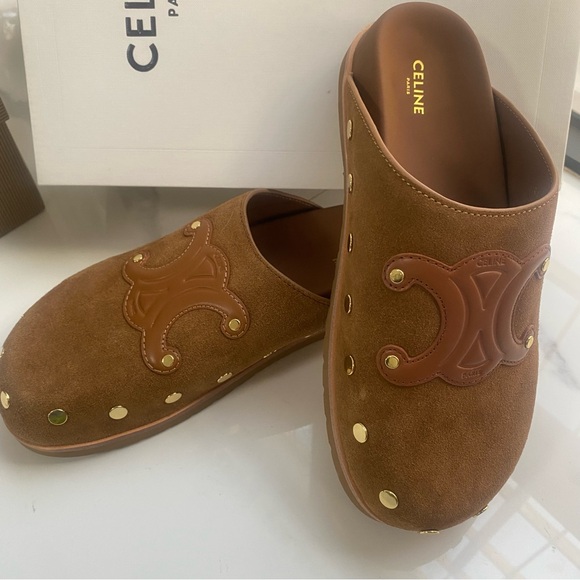 Celine Tan Suede Women's Loafers - Picture 1 of 4